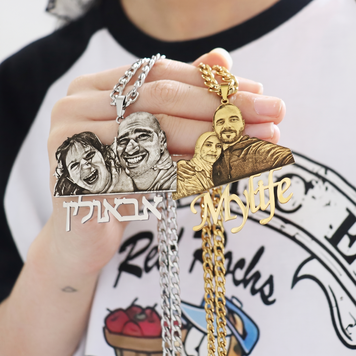 Collar personalizado con foto y retrato grabado 